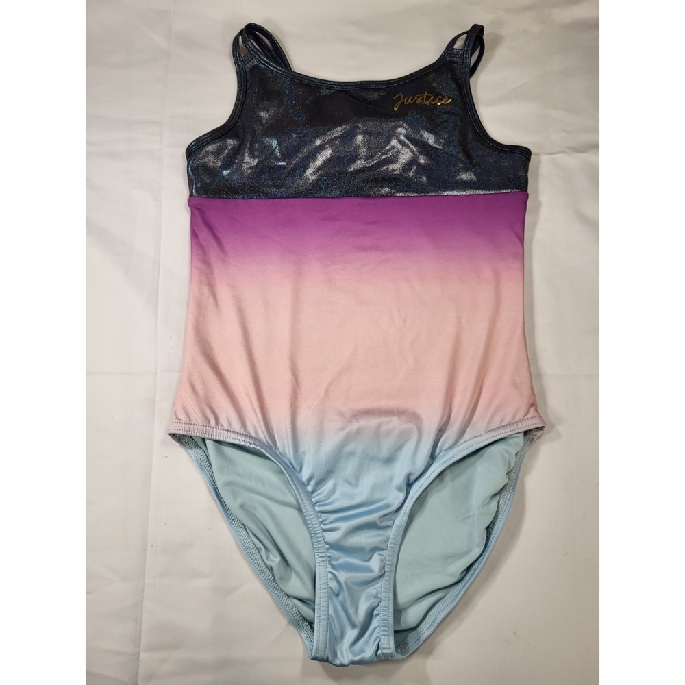 Justice Girls Ombre Macrame Back Dance/Gymnastics Leotard Purple Sz XL 16-18
